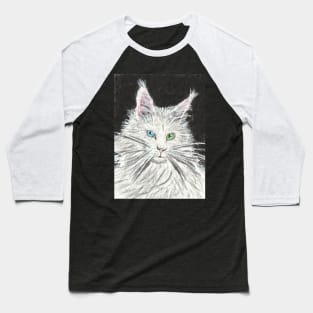 White  cat  blue  and green eye art Baseball T-Shirt